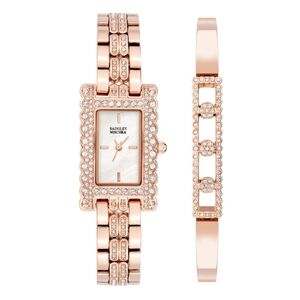 BADGLEY MISCHKA Crystal Embellished Rectangle Face Watch